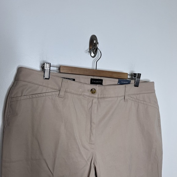 Talbots The Perfect Chino Pants Khaki Tan Womens 14W Straight Leg Full Length - Picture 2 of 9